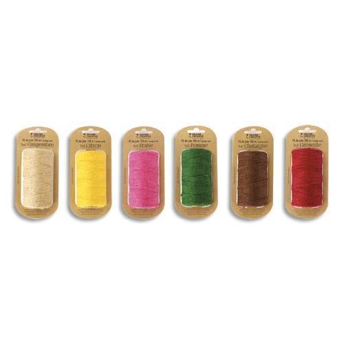 LOT DE 6 BOBINES GRAINE CREATIVE EN FIL DE JUTE 100MX2MM ASSORTIS