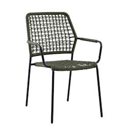 METRO PROFESSIONAL Fauteuil Licato, empilable, en acier/polyrotin, vert olive - vert multi-matériau 4894643241526_0