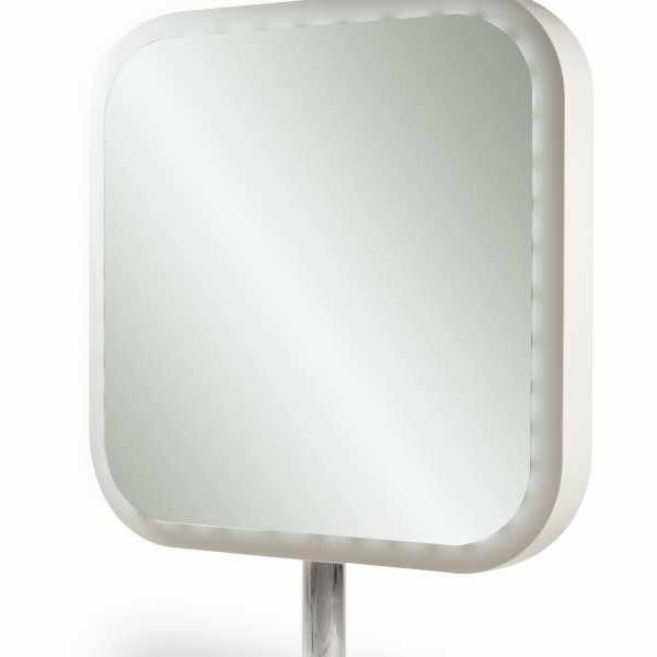 Coiffeuse centrale 2 places - Ipure Led FF 5400 P2 LED - cadre blanc laqué, rétroéclairage LED et prises électriques intégrées_0