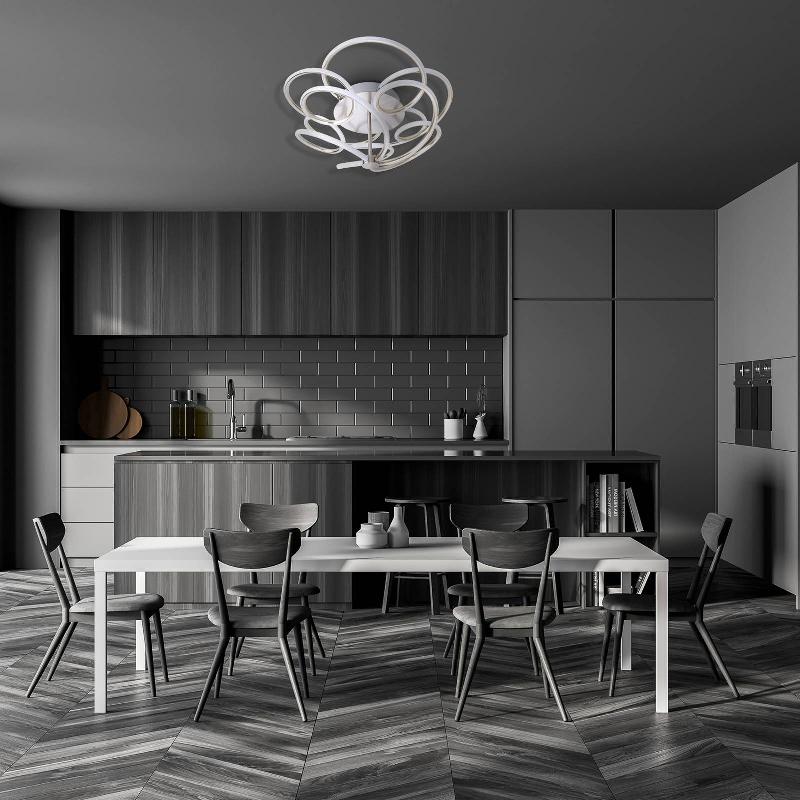NÄVE PLAFONNIER LED RIZADO, STEP-DIM, NICKEL SATINÉ
