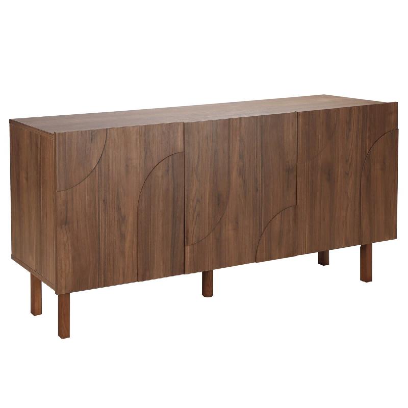 Oviala Business Buffet 3 portes en mélaminé 160 cm effet bois foncé - marron Bois massif 113625_0