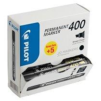 PACK DE 15 MARQUEURS PERMANENTS PILOT 400 POINTE BISEAUTÉE 4,5 MM NOIRS + 5 OFFERTS