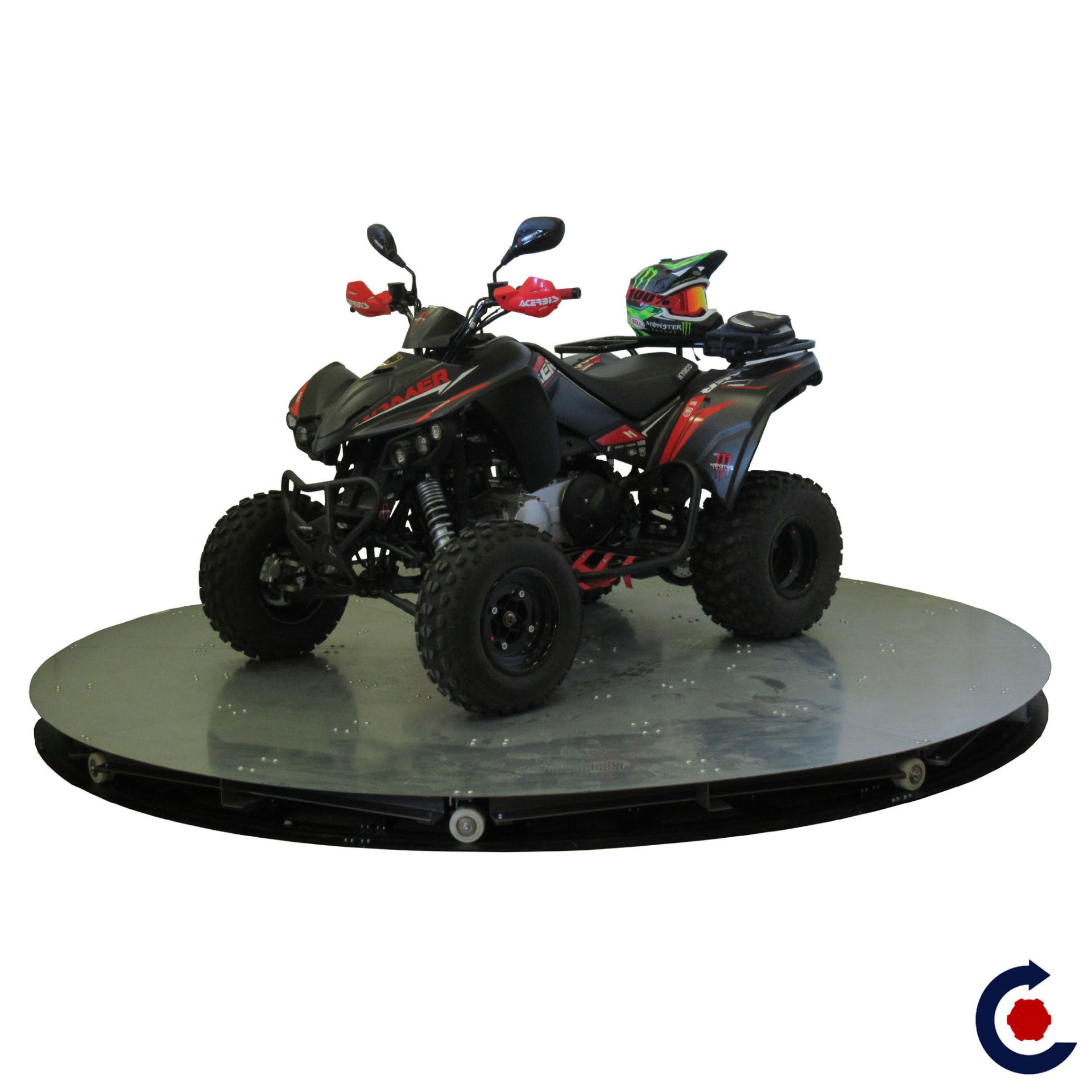 Plateforme motorisée avec télécommande pour exposer ou photographier un quad - gamme PLATY Ø 2 m à Ø 4 m_0