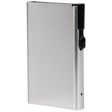 PORTE-CARTES AVEC BOUTON-POUSSOIR & RFID, ARGENT