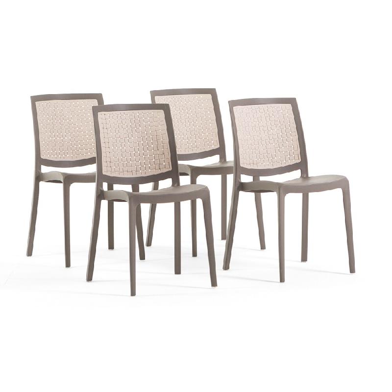 RATTATAN Lot de 4 chaises empilables en polypropylène, pieds antidérapants, ergonomiques, pour salle à manger, jardin, terrasse, bars, restaurants�_0