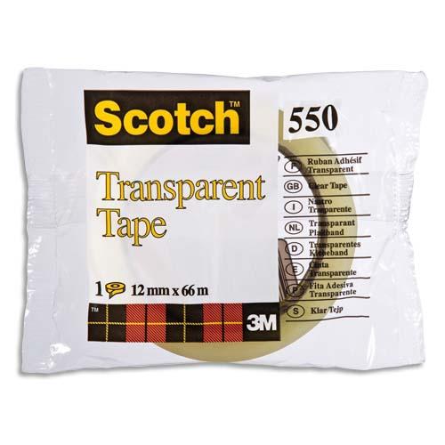 RUBAN ADHÉSIF TRANSPARENT 12MM X 66M EN SACHET INDIVIDUEL 550 - LOT DE 8