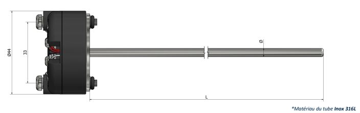 Sonde de résistivité à résistance - Tête de raccordement interchangeable avec transmetteur - PI02_0