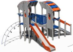 Structure de jeux combinées 2 tours - gamme pilotis - PI21201I - CREA Équipements - pour enfants de 2 à 12 ans_0