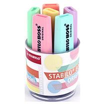 SURLIGNEUR STABILO BOSS COULEURS ASSORTIES PASTELS - POT À CRAYON DE 6