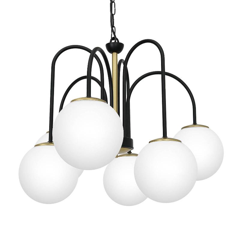 LUMINEX SUSPENSION BERLIN À 6 LAMPES NOIR/LAITON