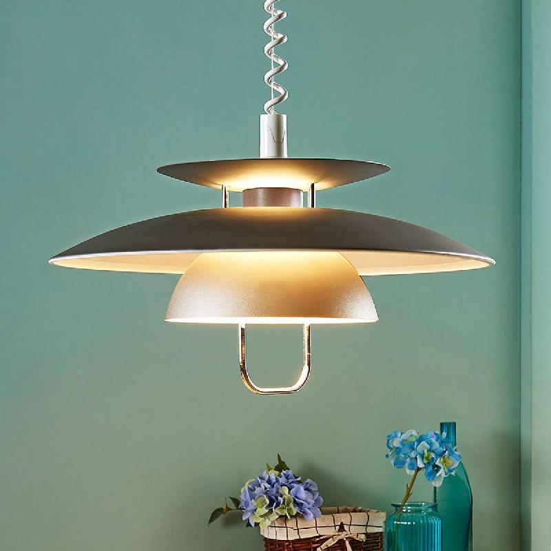 SUSPENSION LINDBY NADIJA, GRISE, 43 CM, HAUTEUR RÉGLABLE, E27