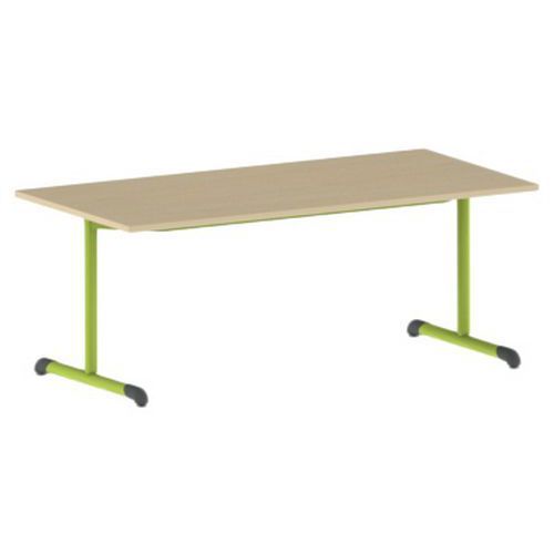 TABLE BANDANA 160 X 80 FIXE T4 STRAT HÊTRE MIEL- VERT 1864 - MOBIDECOR