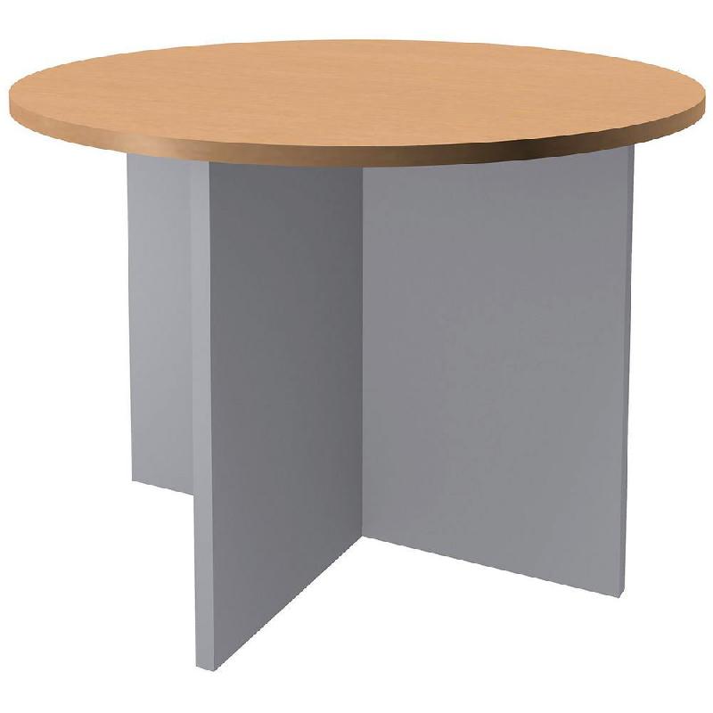 TABLE RONDE ACTUAL - L. 100 X 100 CM - PLATEAU HETRE- PIETEMENT TULIPE ALUMINIUM