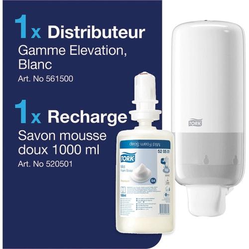 Tork distributeur starter pack - ABS semi-transparent - livré avec cartouche savon mousse doux 520501_0