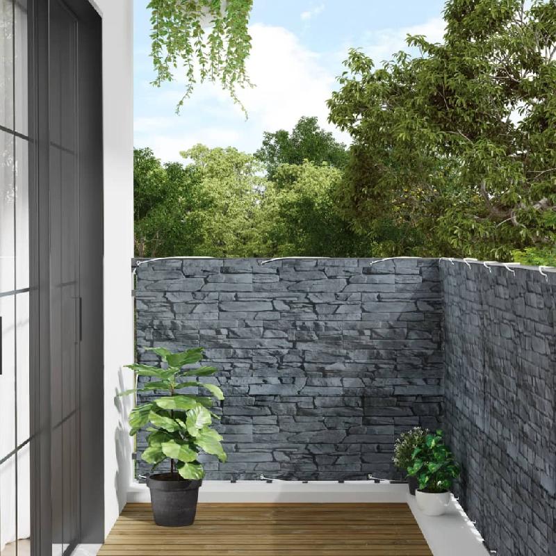Vidaxl écran d'intimité de jardin aspect pierre de rebord gris pvc 4005529_0