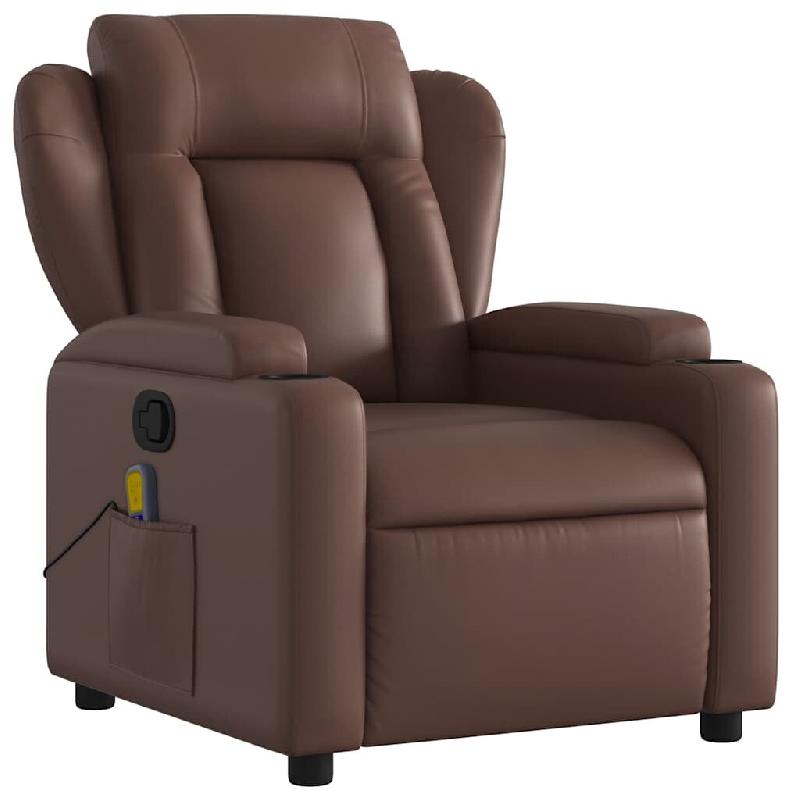 VidaXL Fauteuil de massage inclinable Marron Similicuir Modèle Xervoriax - 8721012200821_0