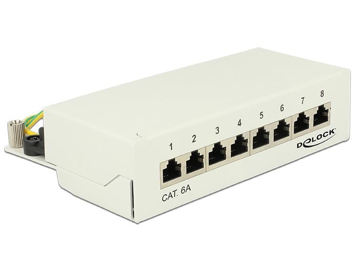 DeLOCK 87289 - Baie de brassage Cat.6A - 8 ports - Gris - Dimensions compactes_0