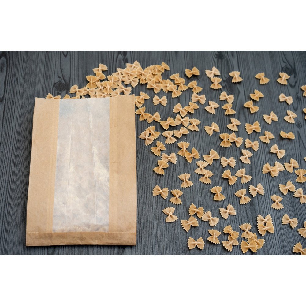 500 sacs kraft brun à fenêtre cristal - 20+9×29 cm - 35g/m² - Biodégradables et aptes au contact alimentaire_0