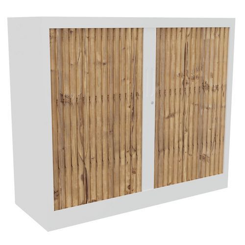 ARMOIRE À RIDEAUX CLASSIF 102X120 CM CORPS BLANC/RID CHÊNE BRUT - BURONOMIC