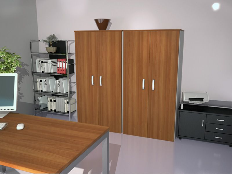 Armoire mi-haute portes battantes bicolore Casta - L80 x H159 cm - 4 niveaux de rangement_0