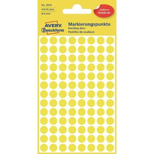 Avery Zweckform Etui de 416 pastilles adhésives, diamètre 8 mm, coloris jaune (4 feuilles / cdt) - jaune 3013_0