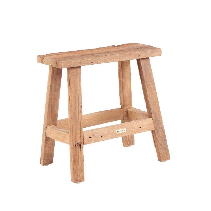 Bazar Bizar Tabouret en bois de teck 50x27x50 cm naturel - JACI033N_0