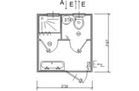 Bungalow de chantier SD2 - Sanitaire aménagé avec WC, lavabo, douche et chauffe-eau_0