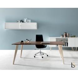 Bureau de direction rectangulaire Pigreco Up - Martex - haut de gamme avec finition ébénisterie - fabrication italienne_0
