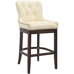 CLP Tabouret de bar Lakewood antique-foncé cuir véritable Crème - beige cuir 102781704_0
