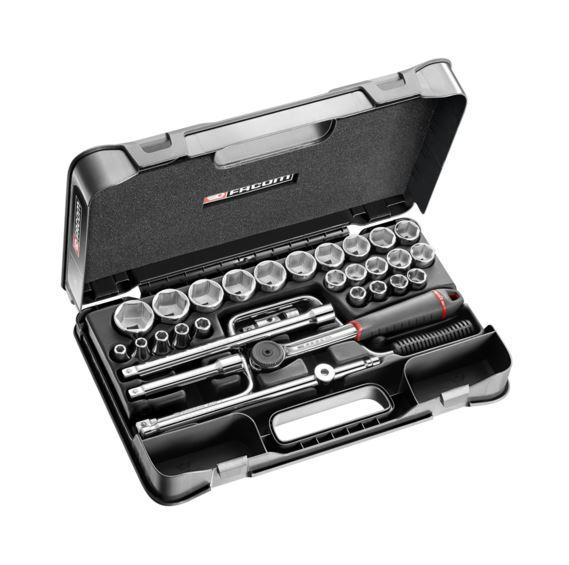 COFFRET DOUILLES 1/2'' 6 PANS MÉTRIQUES - 30 PIÈCES 8 À 34MM - FACOM - S.161-5P6