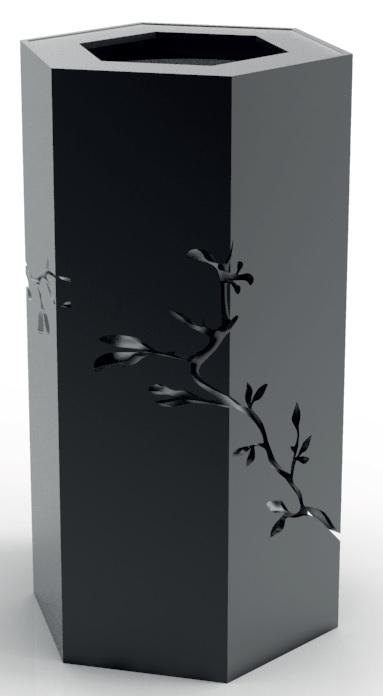 Corbeille publique en acier - Arborescence 80L avec bac inox et motif végétal_0