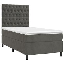 Décoshop26 - Lit avec LED, sommier, tête de lit ajustable et matelas 80x200 cm en velours gris foncé TDL0208273 - gris 3001280888002_0