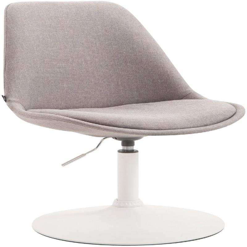 Décoshop26 - Chaise de salle à manger x1 pivotante hauteur réglable en tissu gris et pied trompette en métal blanc 10_0008279 - blanc métal 30002_0