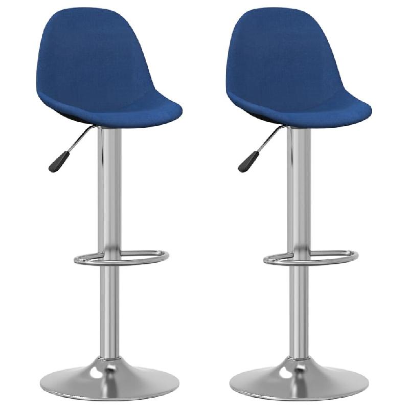 Décoshop26 - Lot de 2 tabourets de bar chaises hautes en tissu bleu base en acier DEC029622 - bleu 3000257467714_0