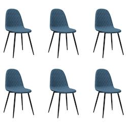 Décoshop26 - Set de 6 chaises de salle à manger design simple en velours bleu et métal noir DEC025675 - bleu 3000255380817_0