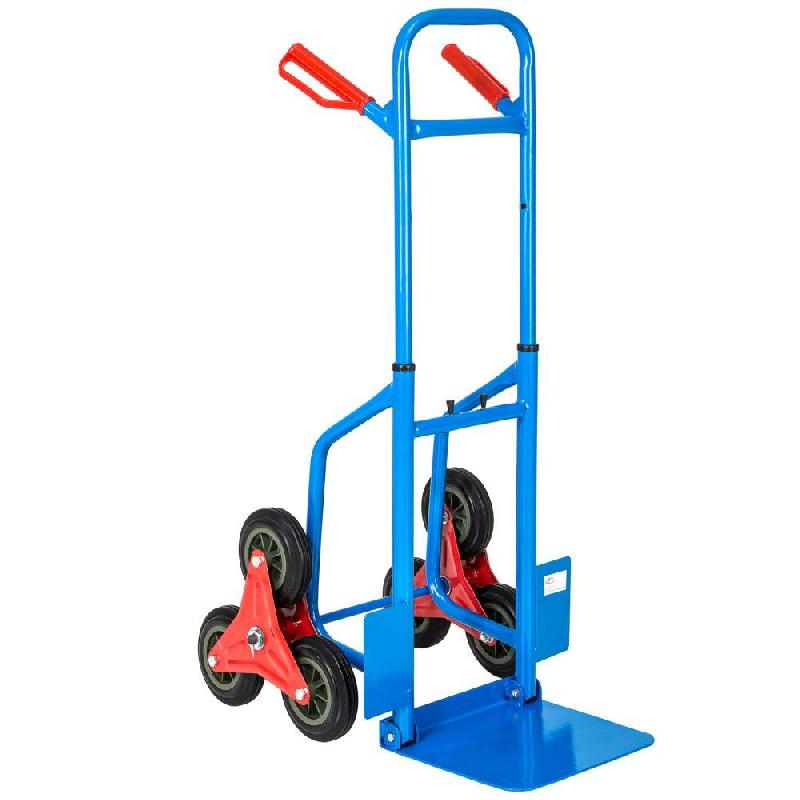 Diable professionnel pour escalier - 6 roues - Chariot monte-escalier 100 kg avec plateau pliable - TecTake 3408187_0