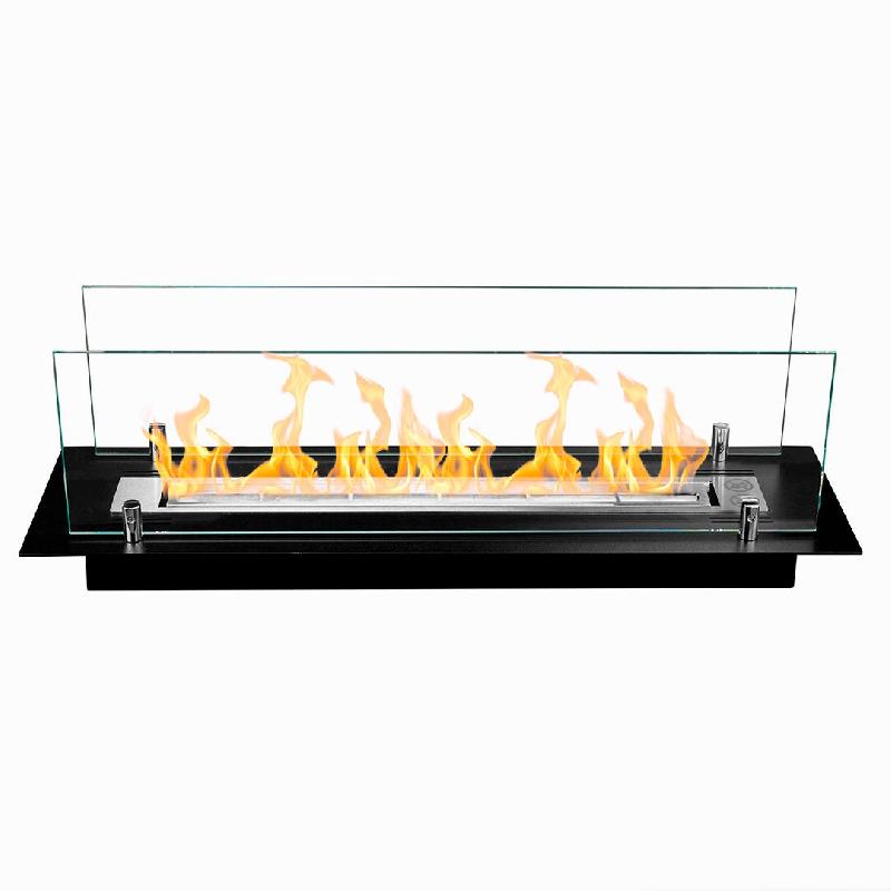 Divina Fire Brûleur pour cheminée au bioéthanol bio-cheminée en acier avec vitres de 65 cm - noir 8056157809944_0