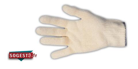 GANT EN COTON BLANC LÉGER AVEC UN LISERÉ DE COULEUR / PAR 10 PAIRES ROUGE TAILLE 8