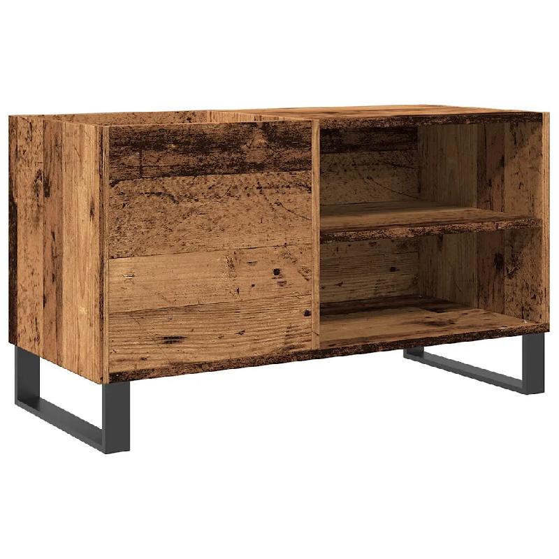 Helloshop26 - Armoire à disques vintage bois 84,5 x 38 x 48 cm grand espace de rangement style industriel en bois vieux 02_0051124 - Bois massif 3000_0
