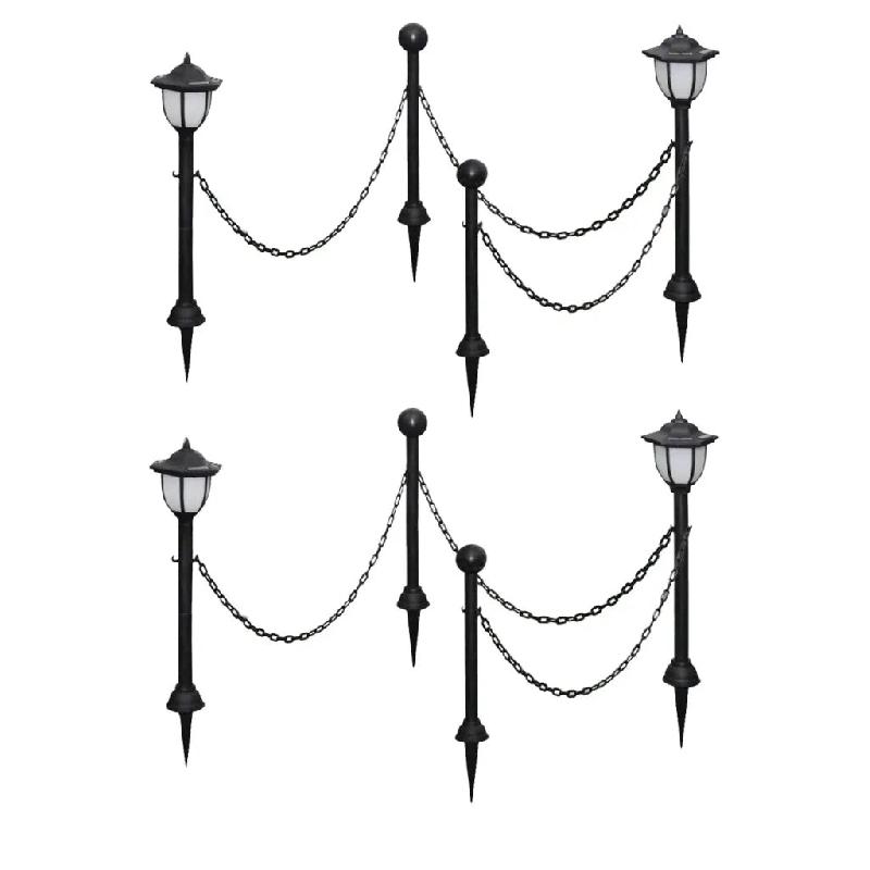 Helloshop26 - Lot de 4 lampes solaires avec piquets pour jardin extérieur lumineux 70 x 70 x 70 cm en PP noir 02_0046368 - noir 3000234204448_0