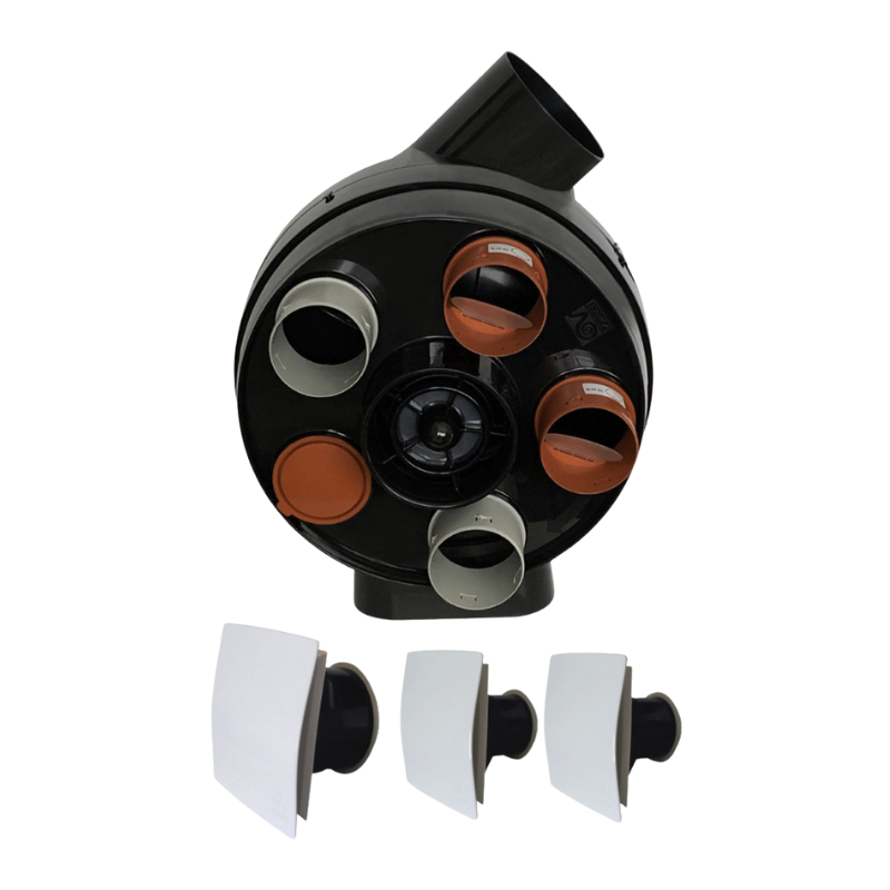 Kit PENTA VMC simple flux autoréglable suspendue ou fixée + 3 bouches design - Vortice - KVAPE5D_0