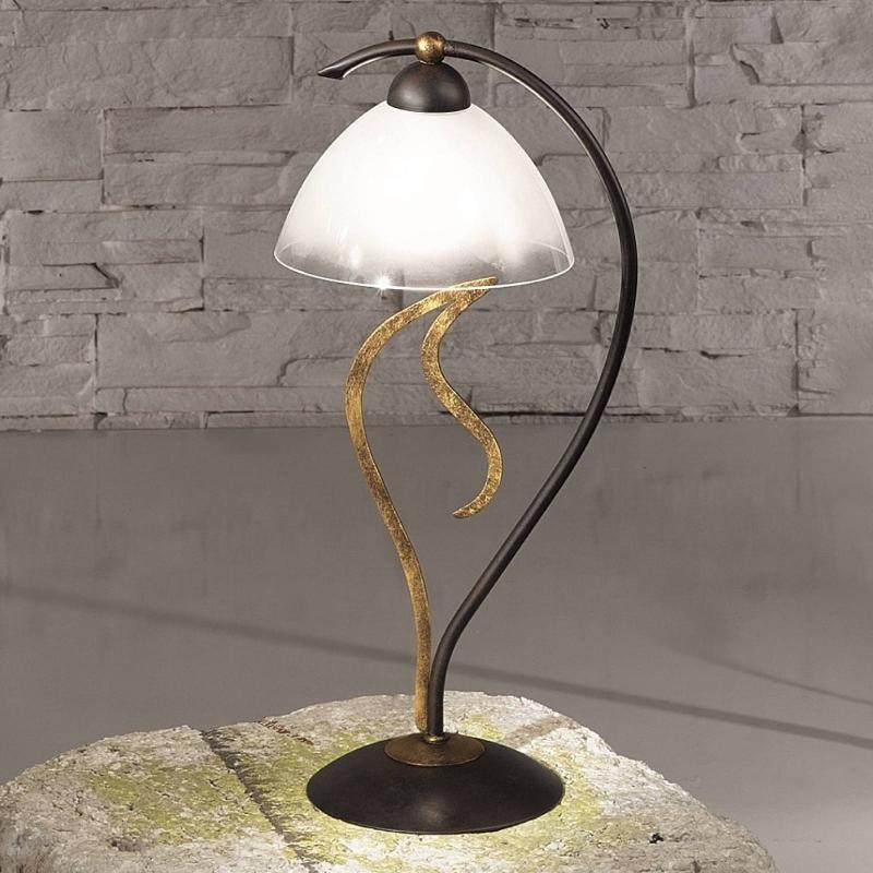 KÖGL LAMPE À POSER AMABILE ROUILLE-DORÉ ABAT-JOUR VERRE