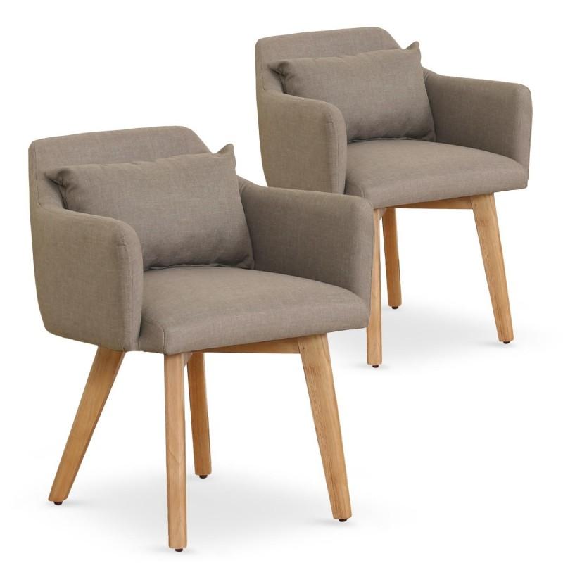 LOT DE 2 FAUTEUILS SCANDINAVE ALAN 70CM TAUPE - PARIS PRIX_0