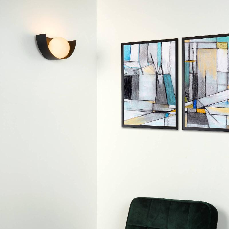 LUCIDE APPLIQUE BENNI ABAT-JOUR SPHÉRIQUE EN VERRE, NOIRE