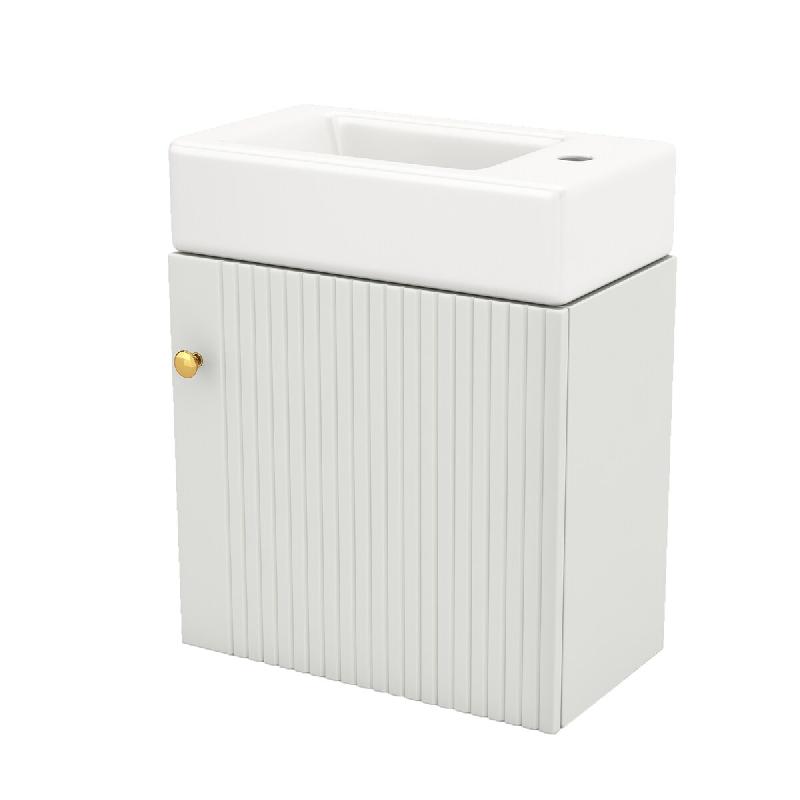 Merax Meuble de Salle de Bain Suspendu 46x26x56 cm - blanc multi-matériau N656P240831K_0