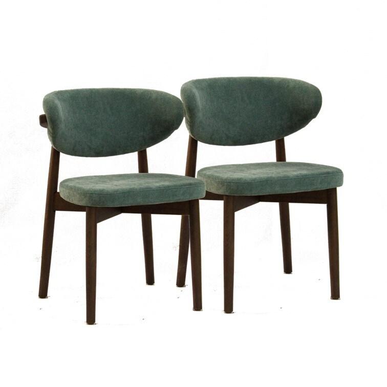 METRO PROFESSIONAL Chaise de restaurant rembourrée Rivello, lot de 2, bois de hêtre, wengé/vert - vert Bois massif 4067373655455_0