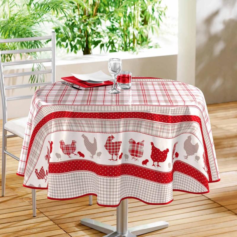 Nappe Ronde Toile Ciree Poussins 160cm Rouge Paris Prix