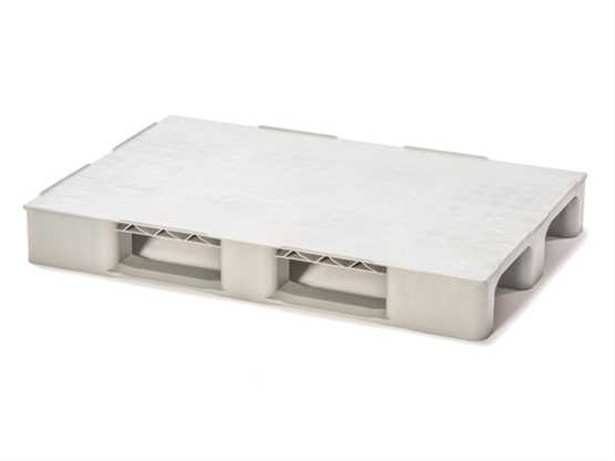 Palette plastique plancher plein 3 semelles - UP812/PP - 800x1200 mm - pour industries pharmaceutiques, chimiques et agro-alimentaires_0