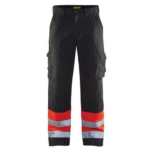 PANTALON HAUTE VISIBILITÉ NOIR/ROUGE FLUORESCENT TAILLE 42 - BLAKLADER