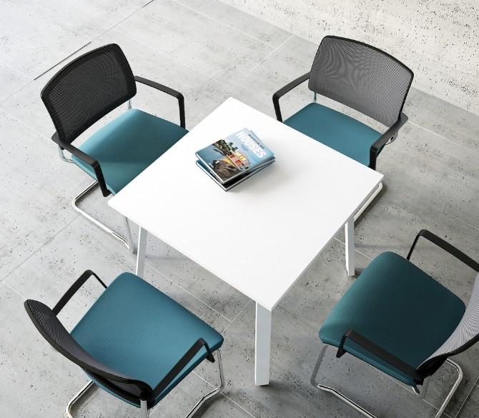 Petite table de réunion carrée Ogi - MDD. - Anthracite, Hêtre_0